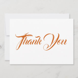 Thank You orange calligraphy Thanksgiving card