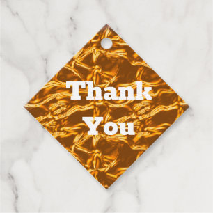 Thank You Orange Crinkled Foil Pattern Elegant Favour Tags