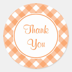 Thank You Orange Gingham Stickers