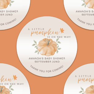 Thank You Orange Little Pumpkin Fall Baby Shower  Classic Round Sticker