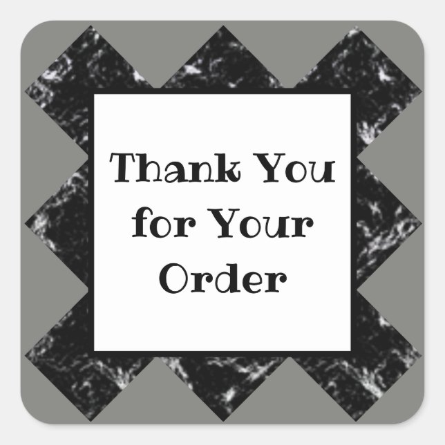 Thank You Order Black White Diamond Customer Square Sticker (Front)