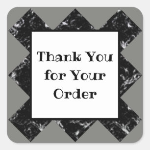 Thank You Order Black White Diamond Customer Square Sticker
