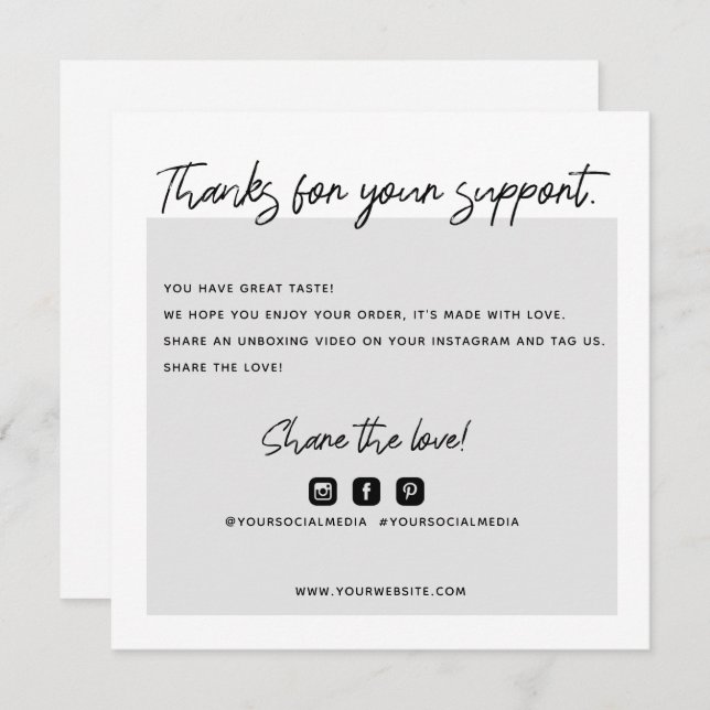 Thank You Order Business Card (Front/Back)
