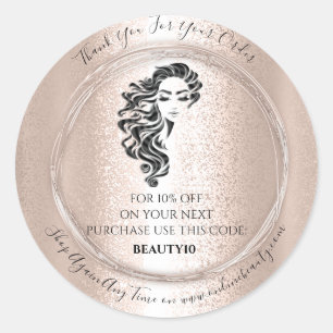 Thank You Order Logo Discount Code Hair Lash Classic Round Sticker