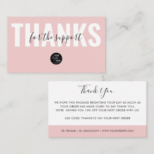 Thank You Order Modern Minimalist Blush Pink Business Card