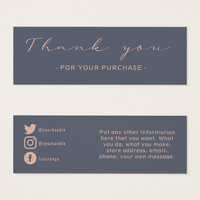 Thank you order, rustic social media insert card (Front & Back)