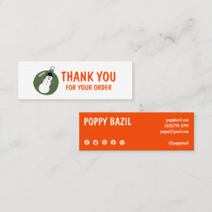 Thank You Order Social Media Icons XMAS Holiday Mini Business Card