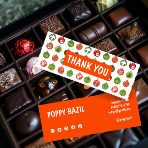 Thank You Order Social Media Icons XMAS Holiday Mini Business Card