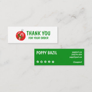 Thank You Order Social Media Icons XMAS Holiday Mini Business Card