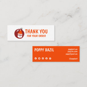 Thank You Order Social Media Icons XMAS Holiday Mini Business Card