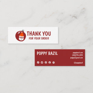 Thank You Order Social Media Icons XMAS Holiday Mini Business Card