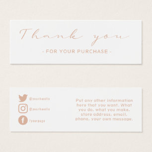 Thank you order, social media insert card