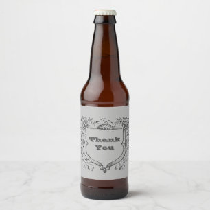 Thank You Ornate Shield with Vines Appreciation Beer Bottle Label