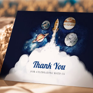 Thank You Outer Space Rocket Planets Galaxy Card