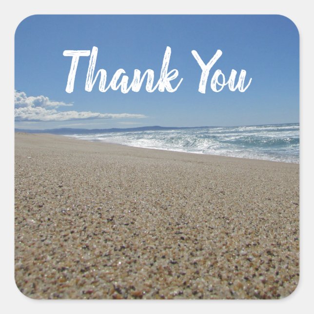 Thank You Pacific Ocean Coast Beach Appreciation Square Sticker (Front)
