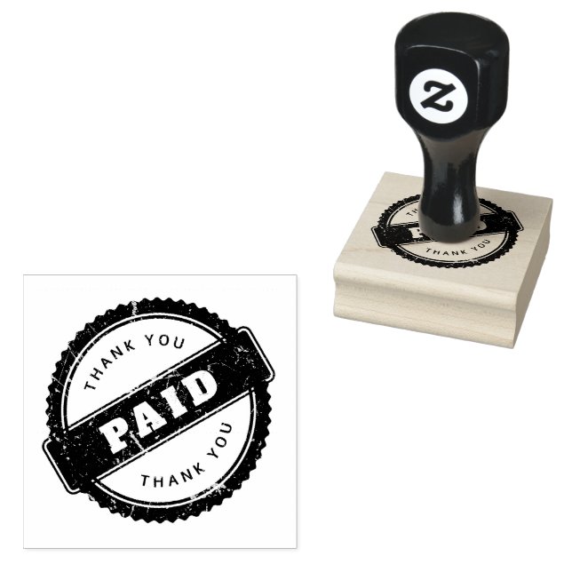Thank You Paid Invoice Receipts Package Jet Black  Rubber Stamp (Stamped)