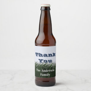 Thank You Painted Green Grass and Sky Appreciation Beer Bottle Label