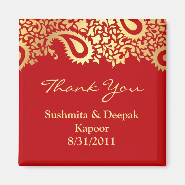Thank You Paisleys Elegant Indian Magnet (Front)