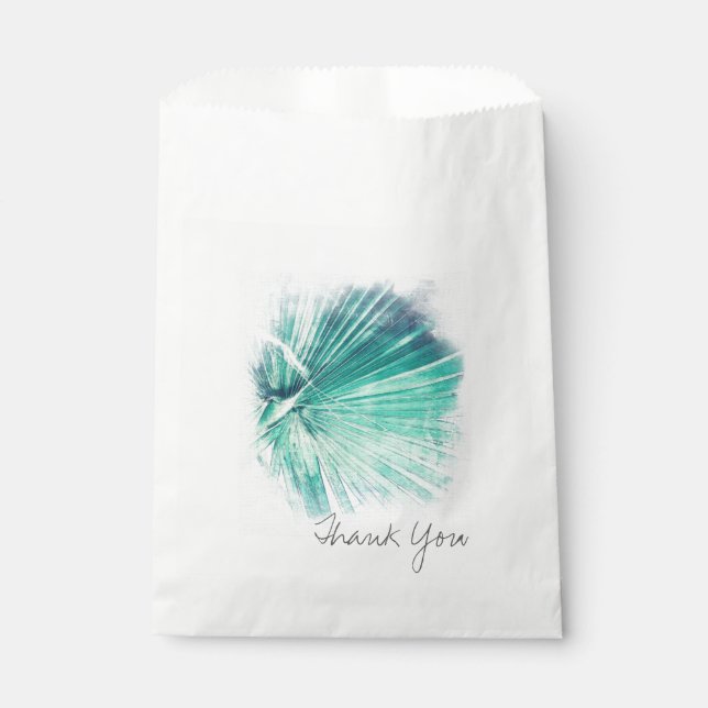 Thank You Pale Green Palm Tree Leaf Favour Bag (Front)