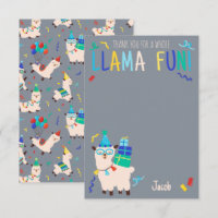 Thank You Party Animals Llama Birthday Boys Grey