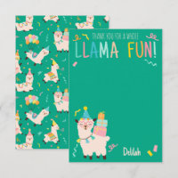 Thank You Party Animals Llama Birthday Girls Green