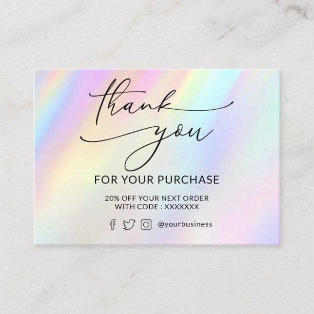  thank you pastel colours business card (Front)