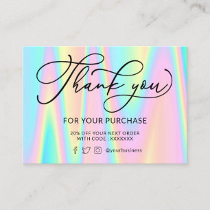 thank you pastel colours business card