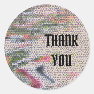 Thank You Pastel Mosaic Tile Pattern Appreciation Classic Round Sticker