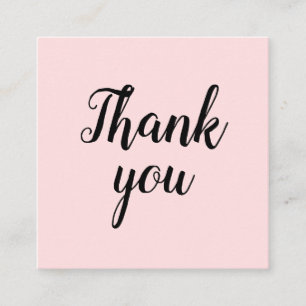 Thank you pastel pink trendy handmade simple square business card