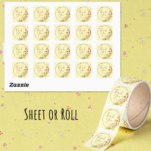 Thank You Pastel Yellow Autumn Floral Wreath Square Sticker