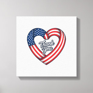 Thank You Patriotic Heart Vintage Vector Design_1 Canvas Print