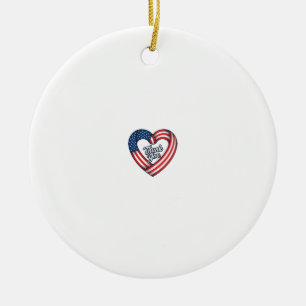 Thank You Patriotic Heart Vintage Vector Design_1 Ceramic Tree Decoration