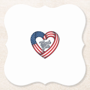 Thank You Patriotic Heart Vintage Vector Design_1 Paper Coaster