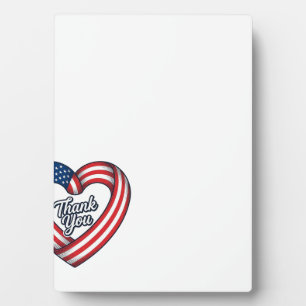 Thank You Patriotic Heart Vintage Vector Design_1 Plaque
