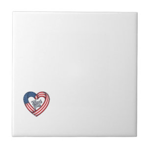 Thank You Patriotic Heart Vintage Vector Design_1 Tile