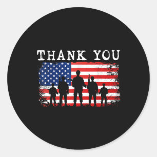 Thank You Patriotic Veteran Memorial Day 4th Of Ju Classic Round Sticker