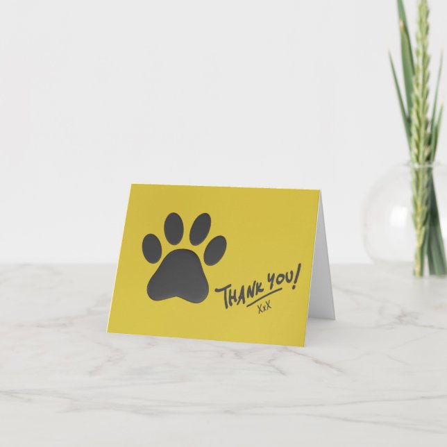 THANK YOU paw print greetings card (Front)