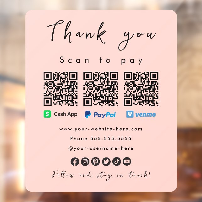 Thank You Paypal Venmo Cash App Qr Code Blush Pink (Sheet 2)