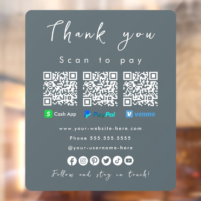 Thank You Paypal Venmo Cash App Qr Code Navy (Sheet 2)