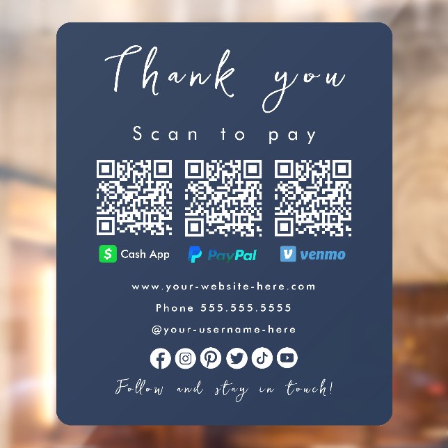 Thank You Paypal Venmo Cash App Qr Code Navy Blue (Sheet 2)