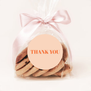 Thank You Peach and Orange Classic Round Sticker