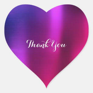 Thank You Pearly Purple Pink Lavender Metallic Red Heart Sticker