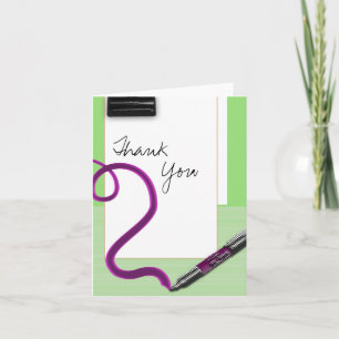 Thank you pen pink green school stationery card