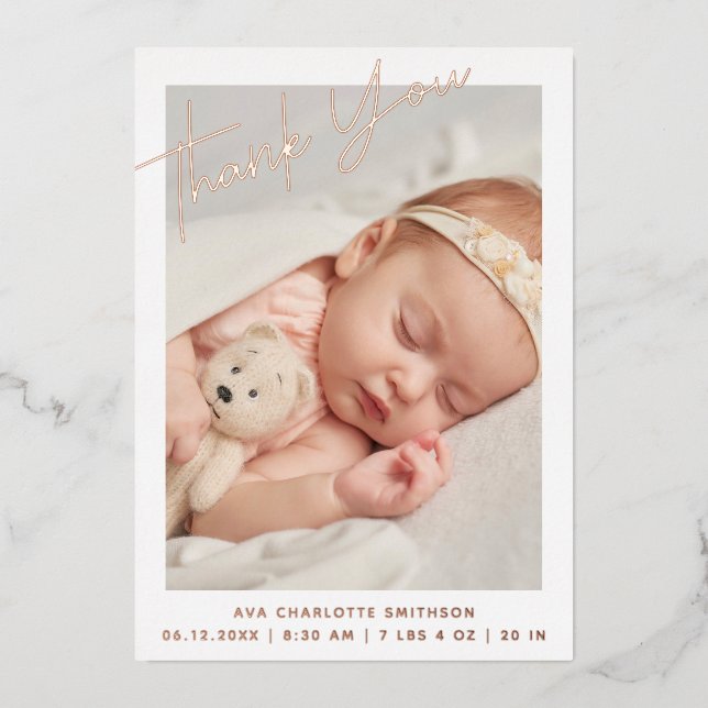     Thank You Personalised Birth Announcement Card (Front)