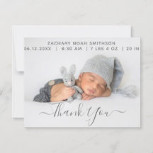 Thank You Personalised Birth Announcement Card