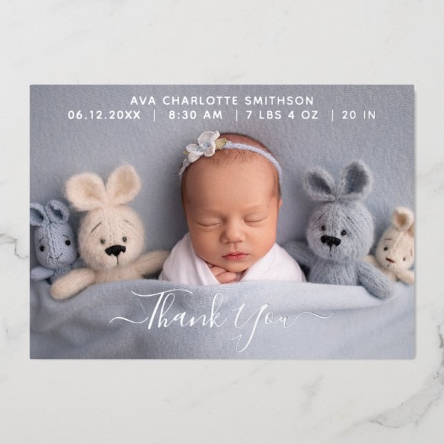     Thank You Personalised Birth Announcement Card (Front)