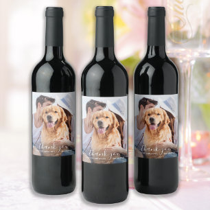 Thank You Personalised Pet Photo Dog Wedding Wine Label