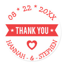 Thank You Personalised Red And White Wedding