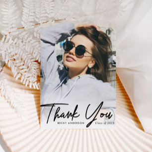 thank you personalised script overlay graduation postcard