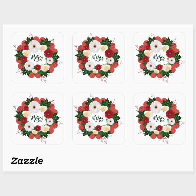 Thank You Personalized Flowers Postage Square Sticker (Sheet)